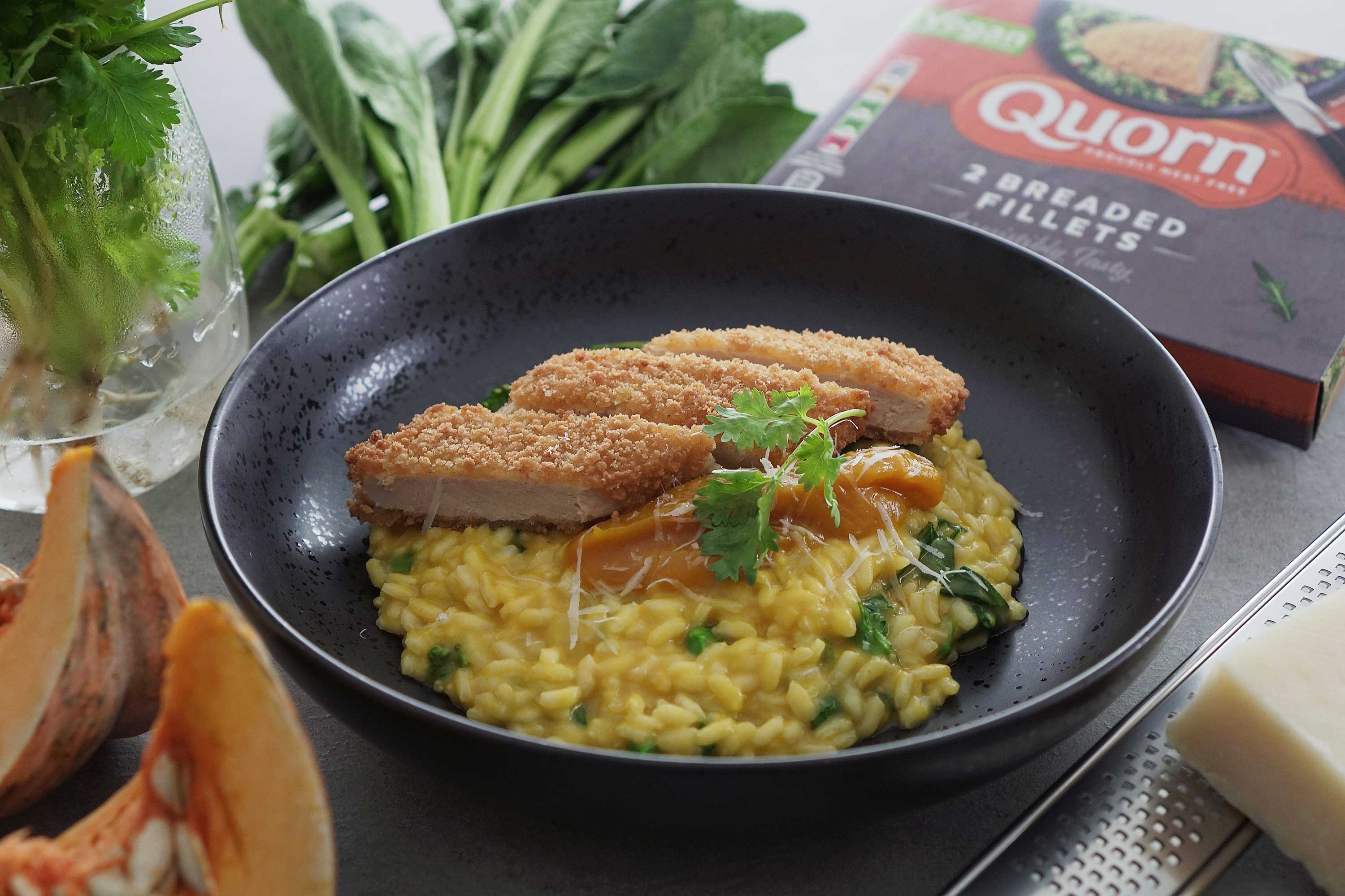 Sweet Pumpkin Risotto with Breaded Fillet